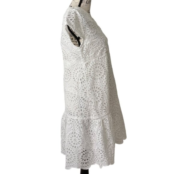 Bindu Size M Nelly Dress White Embroidered Eyelet Lace Crochet Coquette Boho - Picture 3 of 9